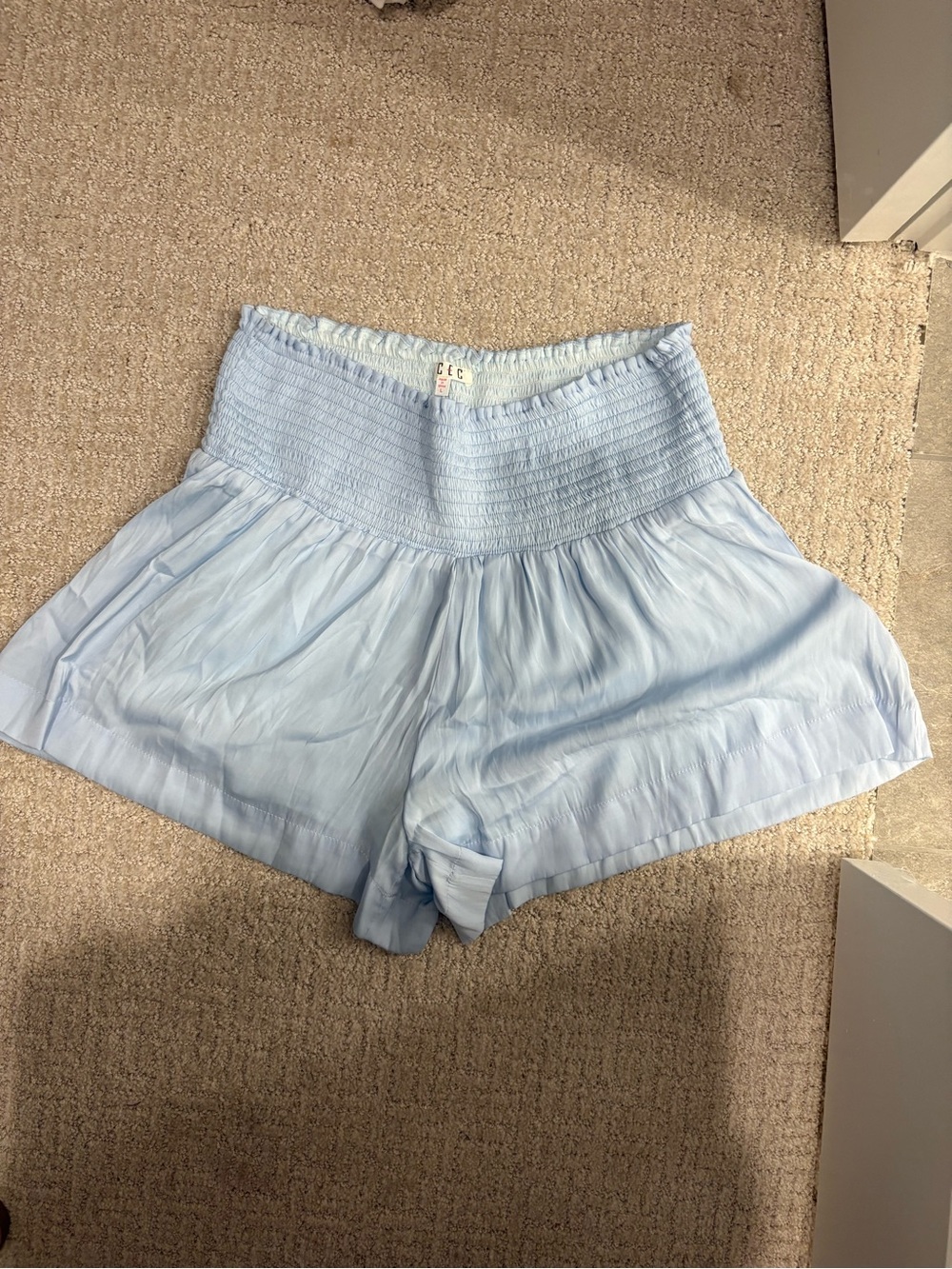 Light Blue Smocked Waist Women’s Shorts